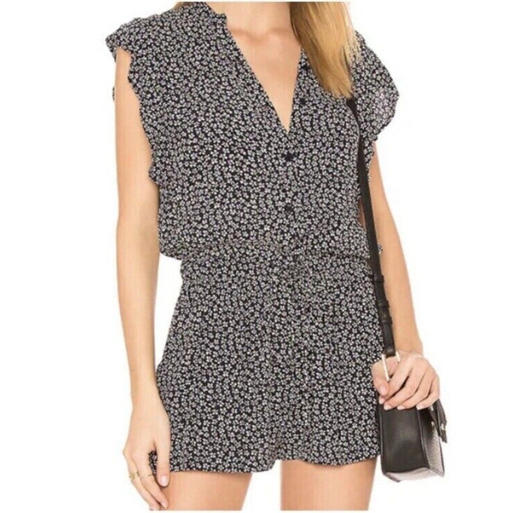 Rails women's ellie Petals Black White Ditzy Floral Tie Waist‎ Romper Size M